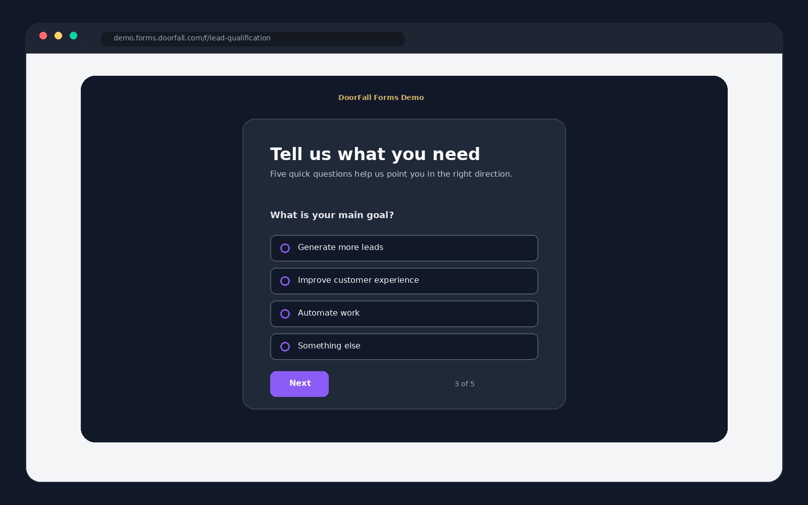 Conversational DoorFall form