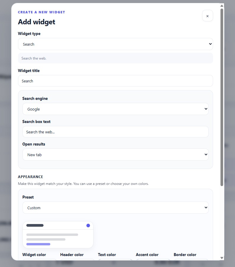 DoorFall Start Page widget builder